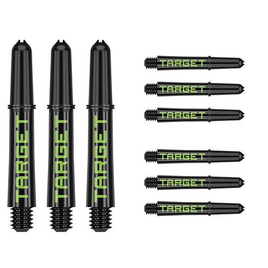 Target Darts Pro Grip Tag Black & Green Dart Shafts (3 x Sets)