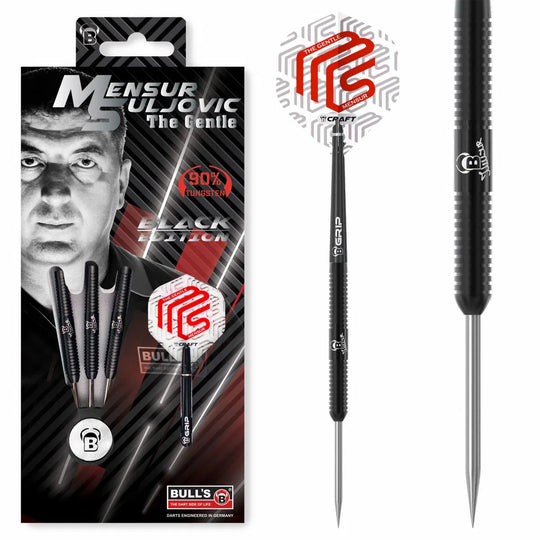 Bull's DE Mensur Suljovic The Gentle Black Edition 90% Tungsten Steel Tip Darts
