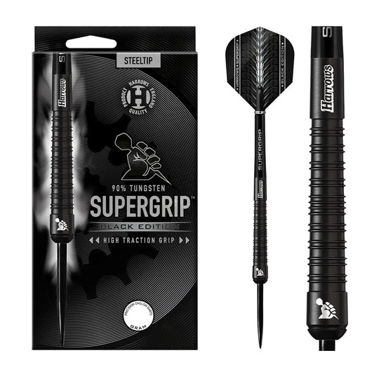 Harrows Supergrip Black 90% Tungsten Steel Tip Darts