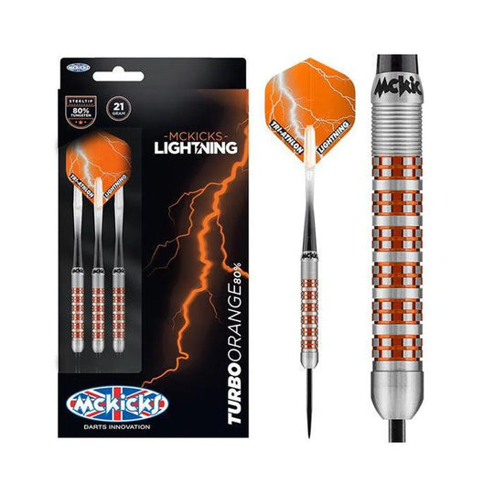 McKicks Turbo Orange 80% Tungsten Steel Tip Darts