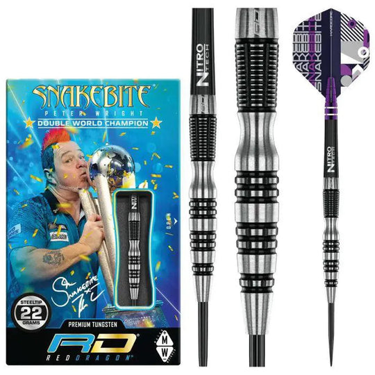 Red Dragon Peter Wright Black Racer 90% Tungsten Steel Tip Darts