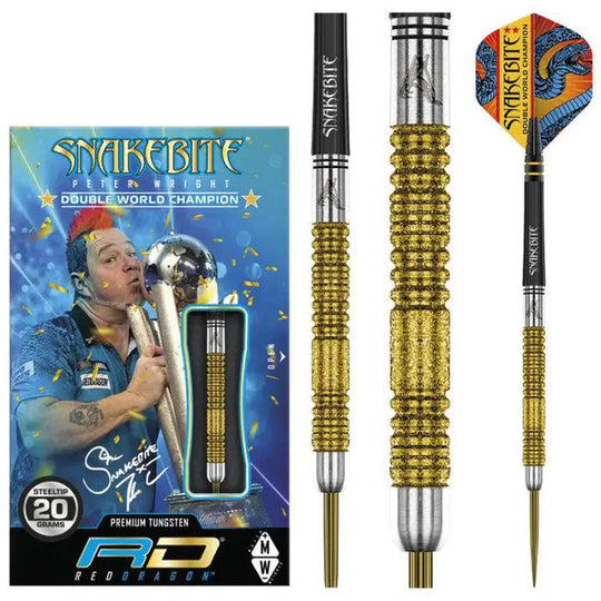 Red Dragon Peter Wright Double World Champion SE Gold Plus 85% Tungsten Steel Tip Darts
