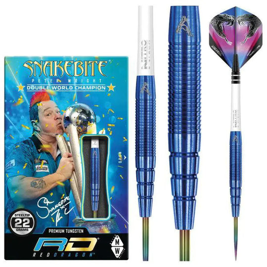 Red Dragon Peter Wright PL15 Blue 90% Tungsten Steel Tip Darts