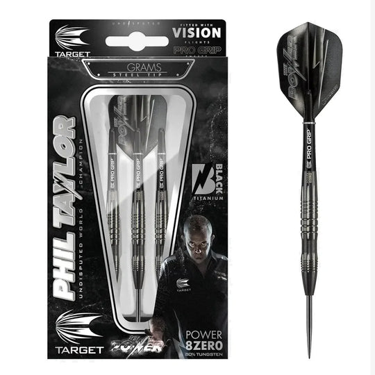 Target Darts Phil Taylor Power 8Zero 3 Black 80% Tungsten Steel Tip Darts