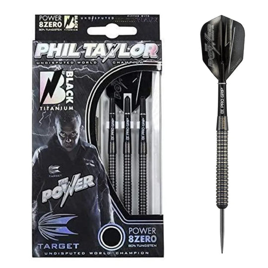 Target Darts Phil Taylor Power 8Zero Black 80% Tungsten Steel Tip Darts