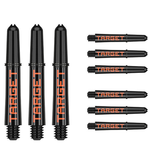 Target Darts Pro Grip Tag Black & Orange Dart Shafts (3 x Sets)