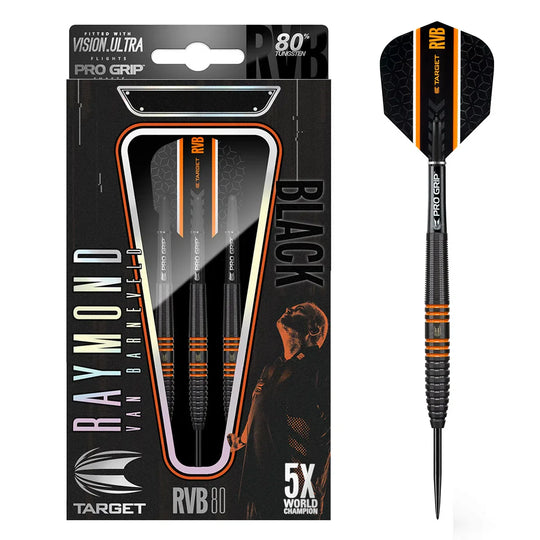 Target Darts Raymond Van Barneveld RVB Black 80% Tungsten Steel Tip Darts
