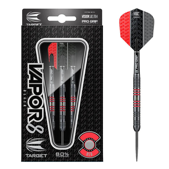 Target Darts Vapor8 80% Tungsten Black/Red Steel Tip Darts
