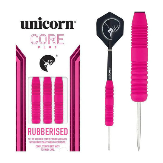 Unicorn Core Plus Win Rubberised Pink Steel Tip Darts