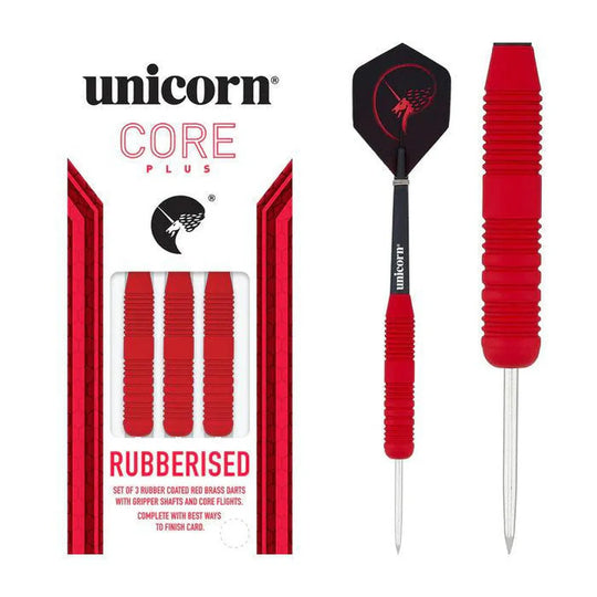 Unicorn Core Plus Win Rubberised Red Steel Tip Darts