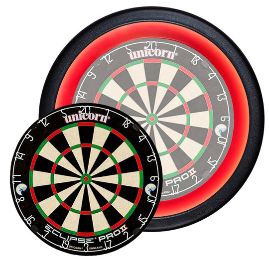 Unicorn Eclipse Pro 2 Dartboard & Solar 2 Illuminated Surround Bundle
