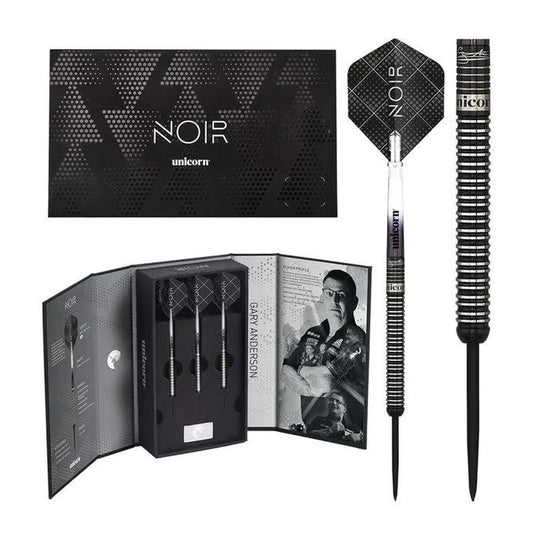 Unicorn Gary Anderson World Champion Phase 3 Deluxe Noir 90% Tungsten Steel Tip Darts.