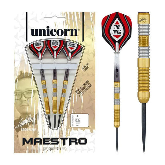 Unicorn Seigo Asada Maestro Phase 3 Gold 95% Tungsten Steel Tip Darts