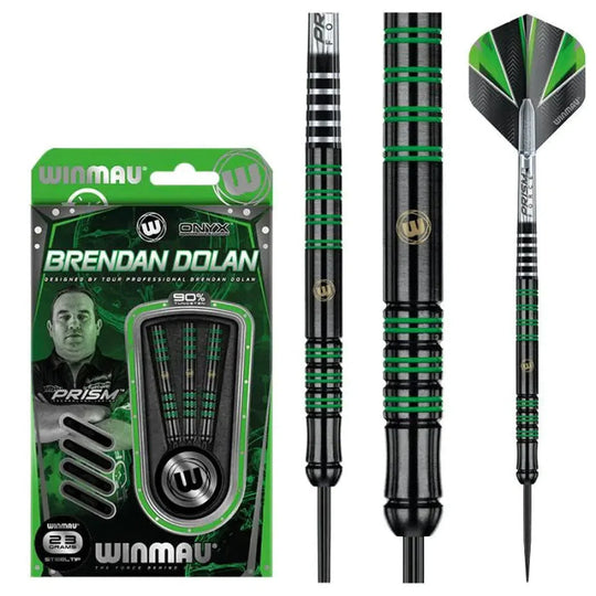 Winmau Brendan Dolan Black Onyx Darts 90% Tungsten Steel Tip Darts