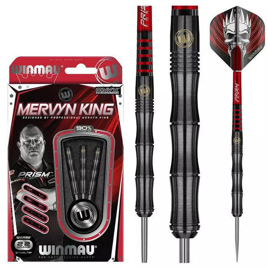 Winmau Mervyn King Black Onyx 90% Tungsten Steel Tip Darts