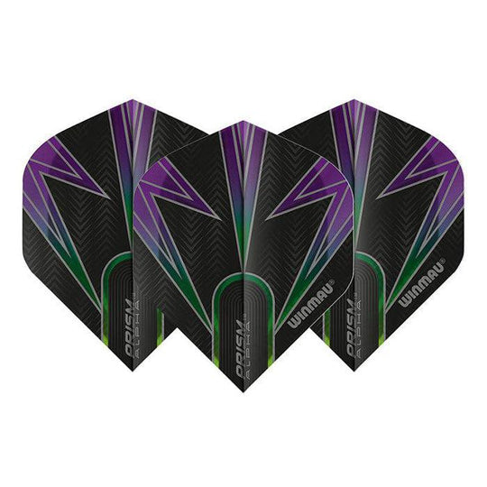 Winmau Prism Alpha Extra Thick Standard Black & Purple & Green Flights