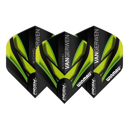 Winmau Prism Alpha MvG Extra Thick Standard Black & Green Flights