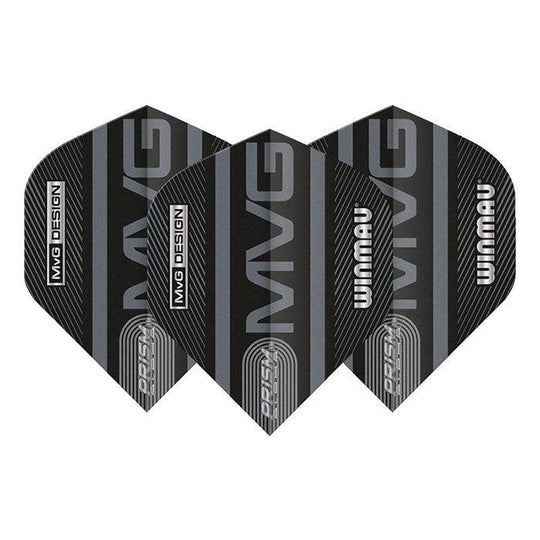 Winmau Prism Alpha MvG Extra Thick Standard Black & Grey Flights