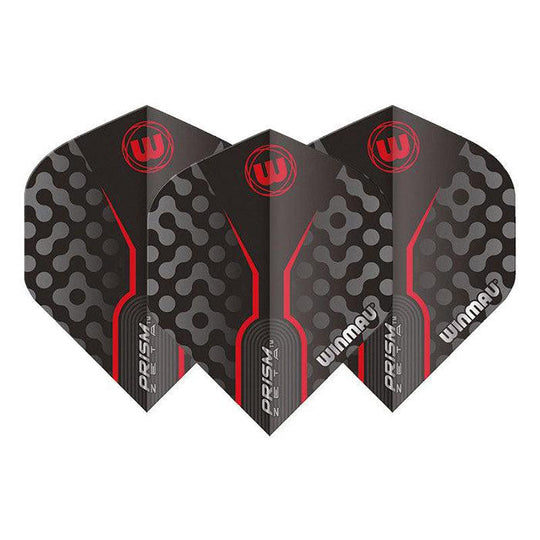Winmau Prism Zeta Thick Extra Standard Black, Grey & Red Flights